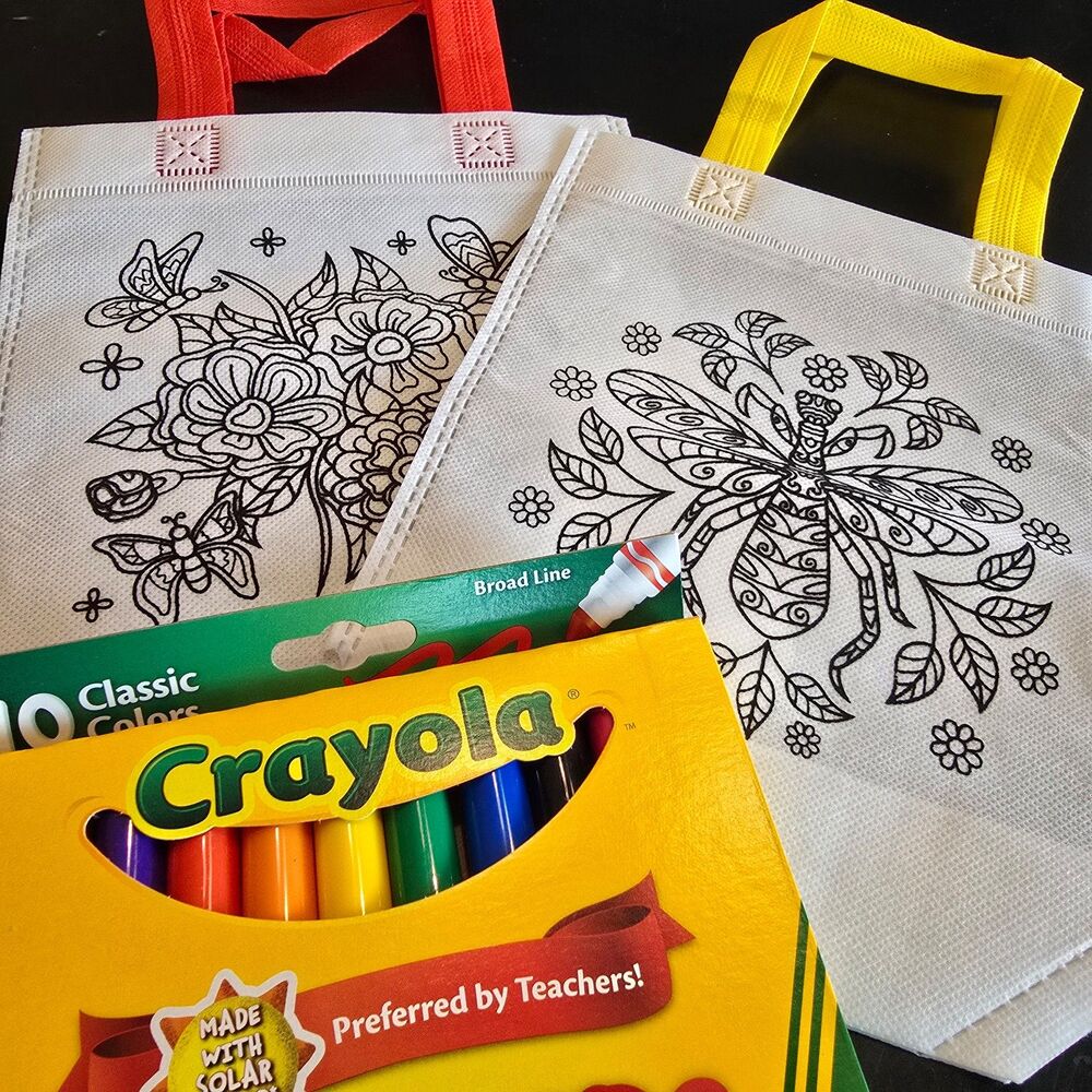 2 butterfly flower bags and 10 pk of markers craft diy stocking stuffer gift